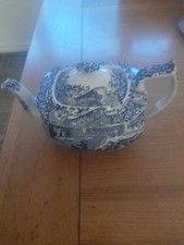 Copeland Spode Italian Blue & White Teapot with little damage