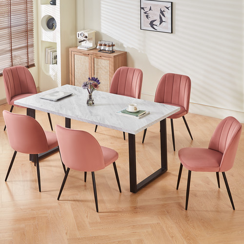 Marble effect table and - table, velvet