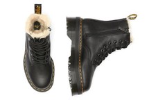  Dr. Martens Jadon Faux Fur Lined Leather Unisex Boots 'Pisa - Black' BNWB
