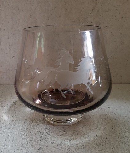 Caithness glass ponies - ponies, smoked