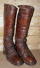 Antique Military English Brown Leather Laced Ankle Riding Boots UK Size 10