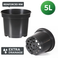 5L Plastic Plant Pot Black