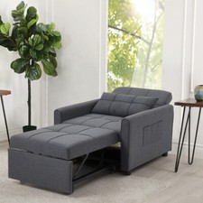 3-in-1 Convertible Sofa Bed Sleeping Futon Chair w/ Adjustable Backrest & Pillow