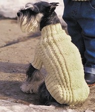 Dog Coat Jumper Knitting pattern Cable And Heart 5 Sizes Laminated