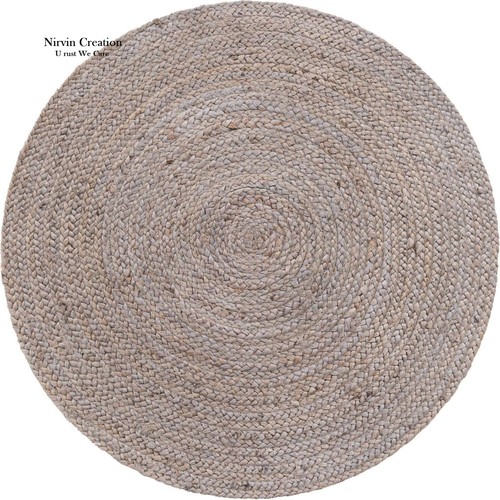 Rug round jute grey area - rug,