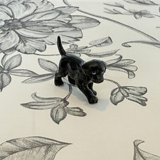 Black Labrador Puppy Dog Minifig Mini Figurine Hand Painted Porcelain Ornament
