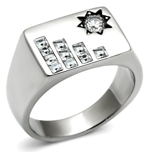 Mens silver ring pave star