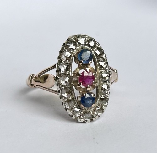 14ct gold diamond - gold, ruby