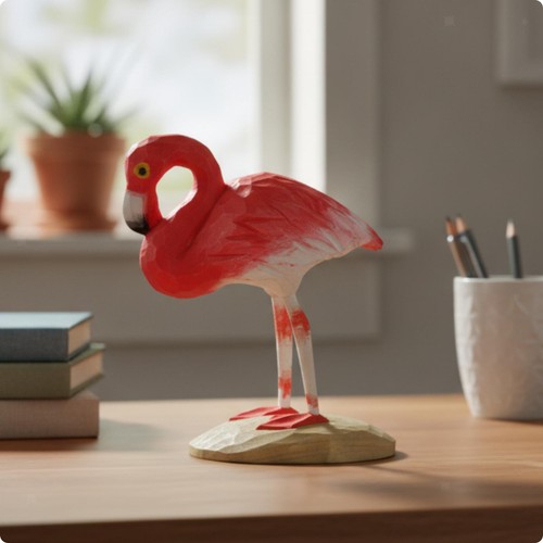 Faceted wooden bird figurine