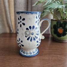 Presingoll Pottery Blue Cream Mug Tall - 6 Available
