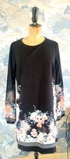 LIPSY Black Floral Orchid Chiffon Sleeve Shift Party  Dress, UK size 12 ĺ