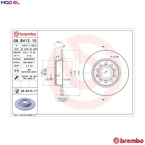 Brake disc b413 11 - disc, 08.b413.11