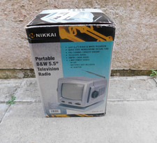Nikkai Mini 5.5" Screen Portable B/W TV Radio Boxed Working Read Notes