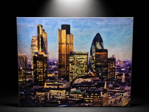 London city skyline - oil, on