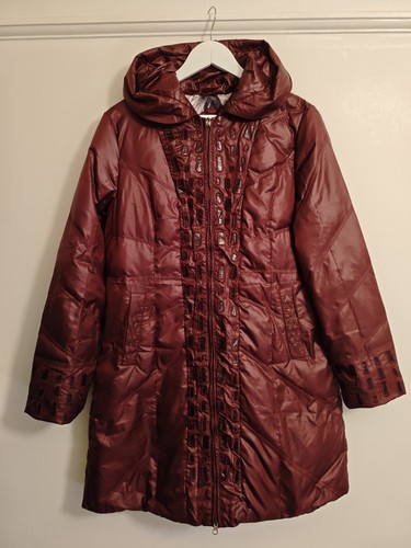 Burgundy hooded puffer - puffer, coat