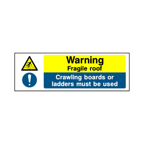 Warning fragile roof - warning, crawling