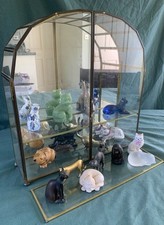 Vintage 1986 Franklin Mint Curio Cabinet Cats Complete 15 Plus Original Cabinet 