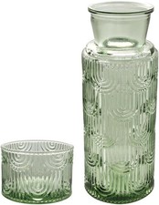 Bedside Water Carafe and Glass Set, Mouthwash Dispenser for Green 