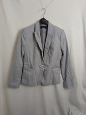 Zara Basic Ladies Grey Pearl Detail Long Sleeve Jacket Blazer Size US 6 UK 10