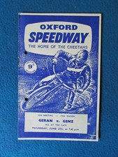 Oxford Speedway Programme 27/6/63 Geran v Genz