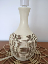 Vintage Mid Century Lamp Cream Brown Abstract Ceramic Table Lamp Base 60s 70s