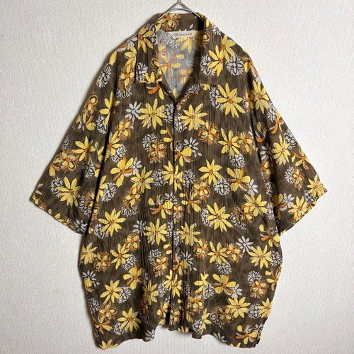 90s rayon linen open - open, collar