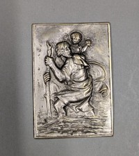 Vintage St Christopher Plaque Embossed - Dashboard Plaque (?) - EPNS
