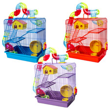 Hamster Cage with Tubes & Accessories - Multi Level Hamster Cage with Wheel