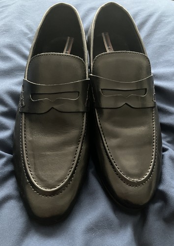 Mens black leather slip - black,