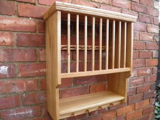 Solid Oak Plate Rack With