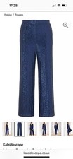 Ladies Navy Sequin Wide Leg Trousers Size 12 New With Tags