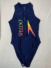 Rare Vintage Speedo High Neck Front Zip Open Back Hydrasuit Swimsuit GB 36''