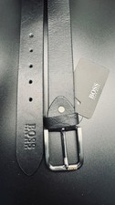 HUGO BOSS Mens Genuine Leather Black Belt metal buckle 32”34”36”38”40”42”44”