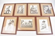 Vintage 1920s Flapper Girls Art Photograph Prints x7 Set Roaring Twenties Framed