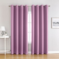 1-2Pcs Plain Blackout Eyelet Curtains Ready Made Ring Top Thick Curtains Luxury
