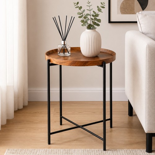 Walnut finish side - side, table