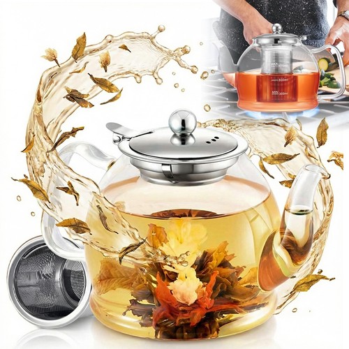 Glass teapot steel infuser - infuser, &