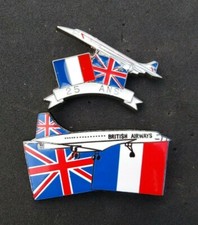 CONCORDE 25TH ANNIVERSARY BRITISH AIRWAYS / AIR FRANCE RARE PIN BADGE SET