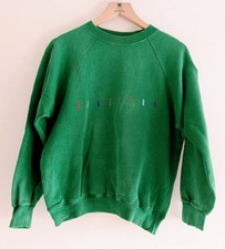Vintage Early 90s United Colours Of Benetton Kelly Green Sweatshirt Rainbow Type