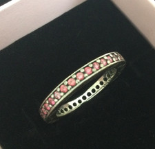 Pandora Genuine Pink Infinity Ring S925 Ale Silver CZ Eternity Size 52 & Box