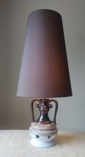 Vintage Ceramic Lamp Base – Brown White Glaze – West German Lava Style 1970s