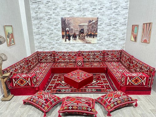 Shaped arabic corner majlis - u,