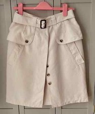 MOSCHINO Cheap And Chic Cotton, Silk Cream Knee Length Safari Style Skirt GB 12