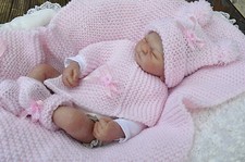   BABY  / reborn GIRL KNITTING PATTERN poncho hat booties blanket   16/26  in  