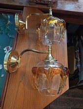 Pair Of Murano Amber Drip