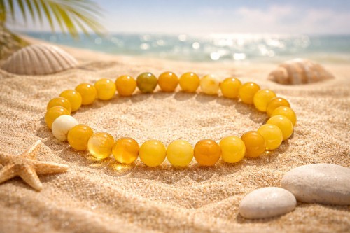 Baltic amber bracelet round - bracelet,
