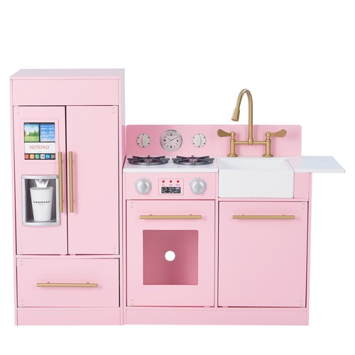 Pink wooden toy kitchen - wooden,