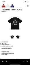 TRI-RIPPED T-SHIRT BLACK. Palace Medium. Sold out. Free shipping