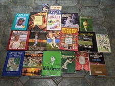 Job Lot of 18 Cricket Books + Wisden 100th Edition