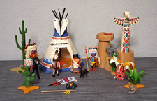 Playmobil IDIAN TRIBE with WIGWAM TORTURE STAKE TOTEM SQUAW to Western ACW PRAIRIE